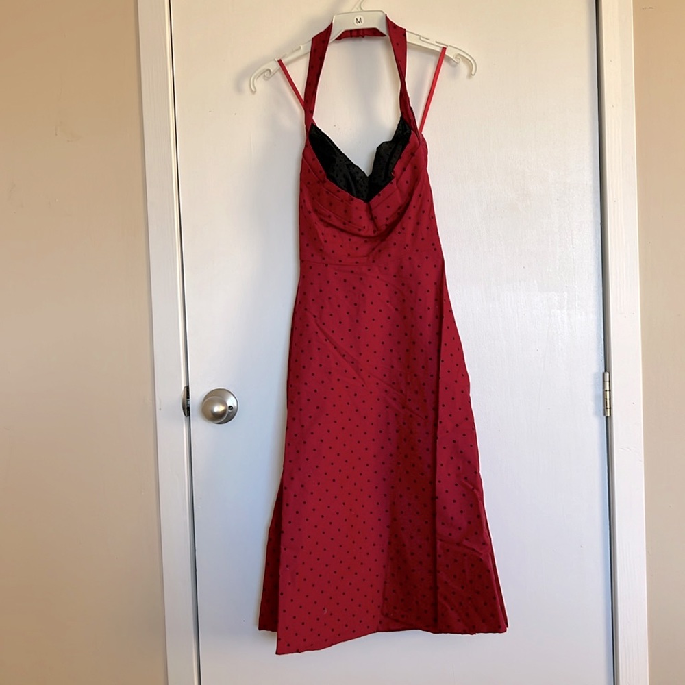 Red and Black polka dot pinup dress